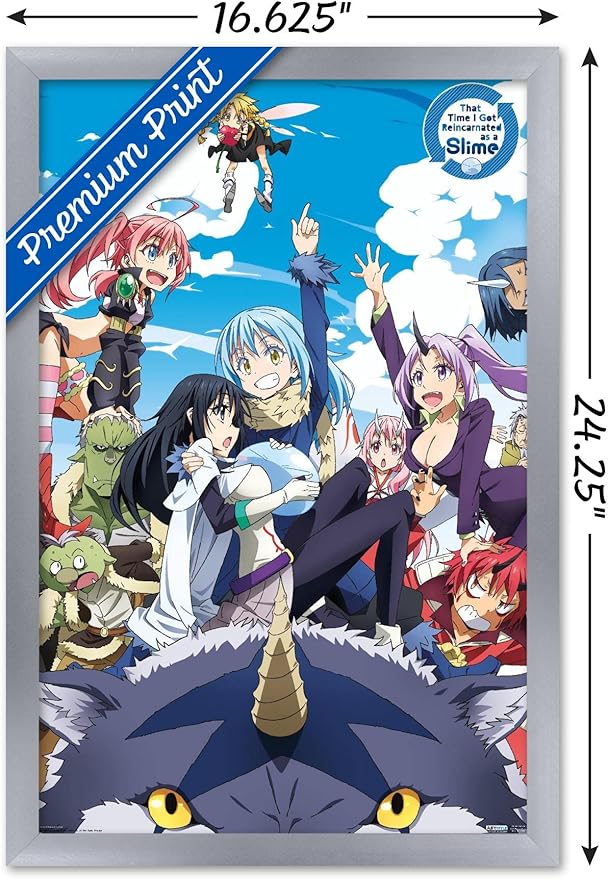 Trends International That Time I Got Reincarnated As A Slime - Group Wall Poster, 14.725" x 22.375", Silver Framed Version