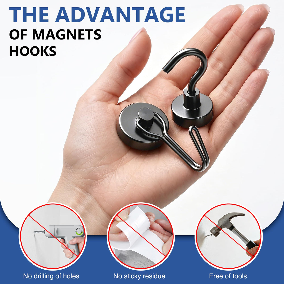 Tiergrade Magnetic Hooks, 2026 Cruise Cabin Ship Essentials Heavy Duty Strong Magnets Fridge Hanging for Classroom Kitchen Garage Grills Home, Max 8-Pack Black (4 Swivel + 4 Fixed)