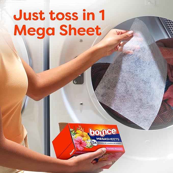 Bounce Mega Dryer Sheets, Paradise Blossom, 180 Count, Bounce Dryer Sheets