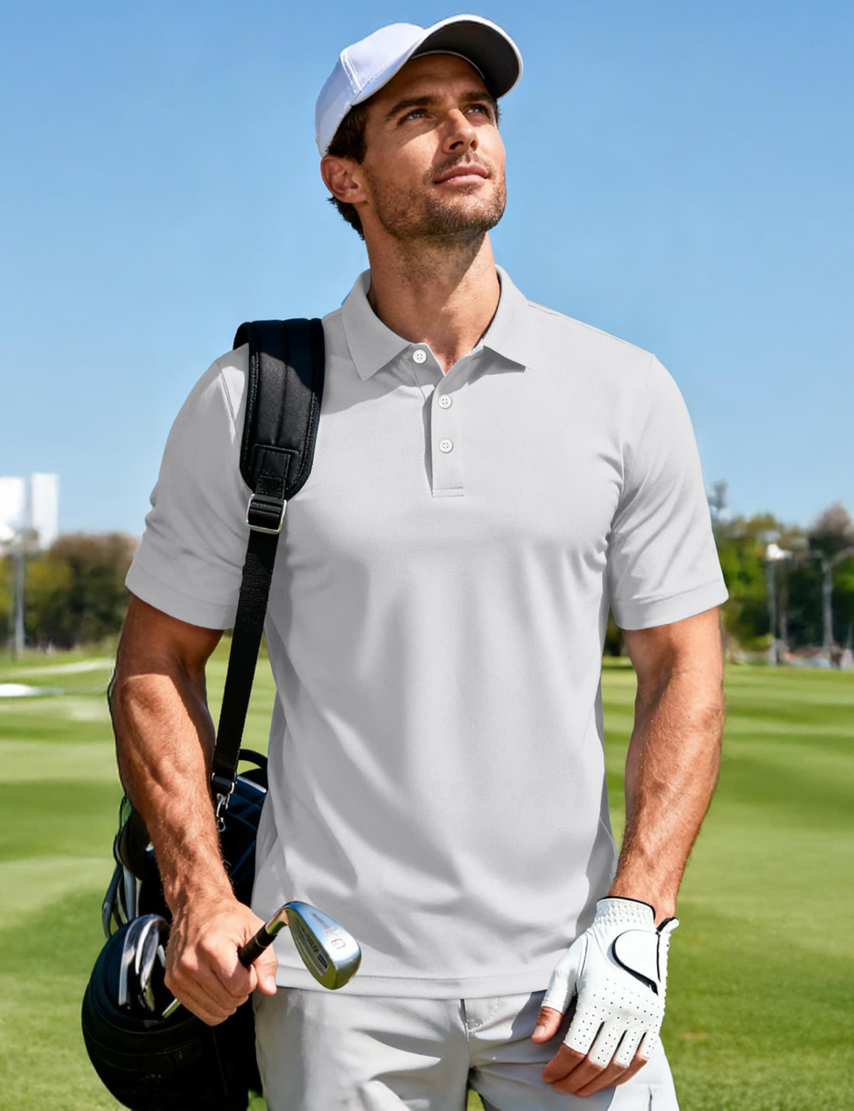 MAGCOMSEN Men's Polo Shirts Short Sleeve Athletic Pique Golf Shirt Dry Fit Performance Casual Work Polos for Men