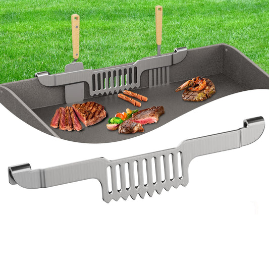 Grease Gate Spatula Holder for Blackstone Griddle,11.8 Inch Magnetic Design Stainless Steel Grease Trap Grill Food Mesh Screen Block Hold Rack Griddle Accessories for Blackstone(Black)