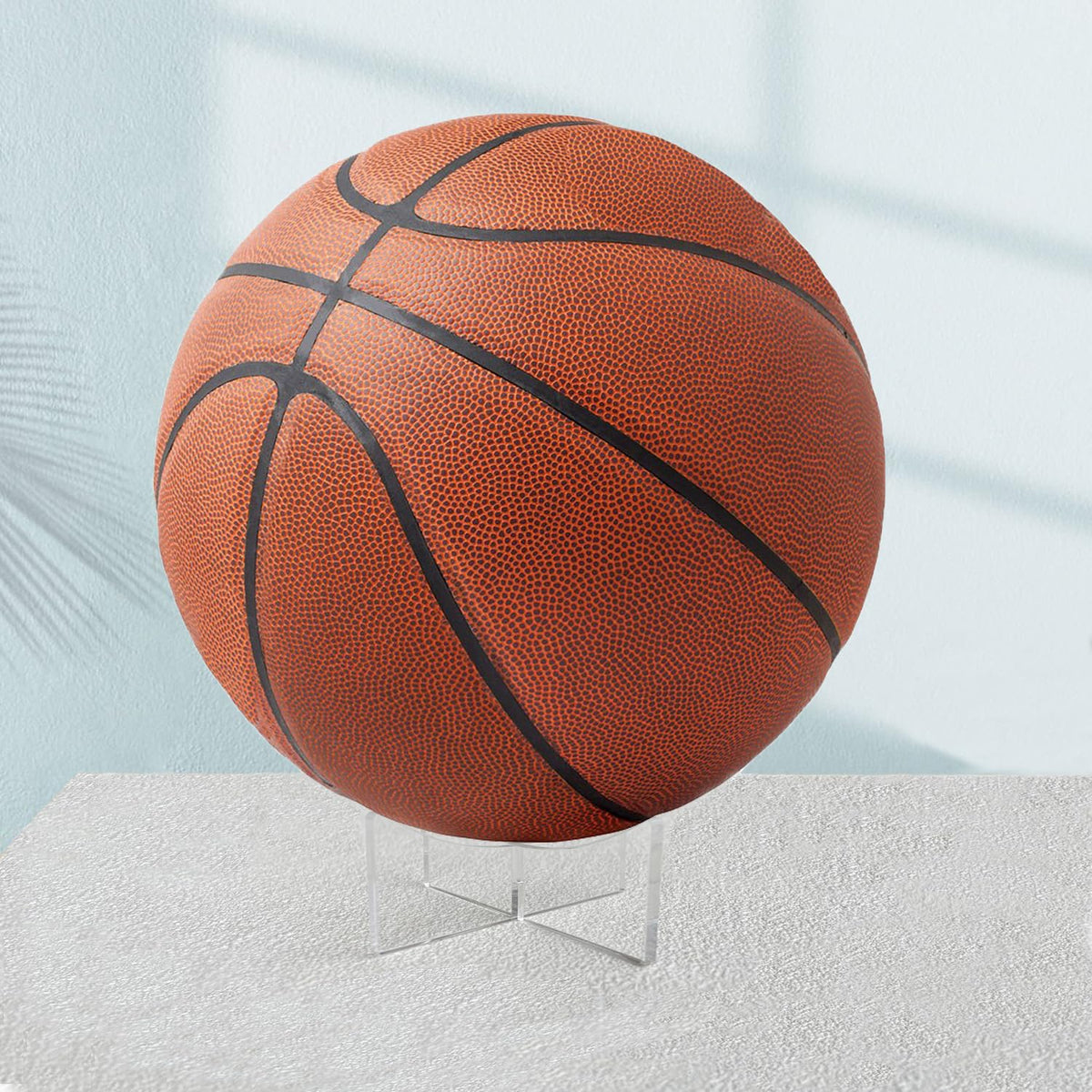 HEMYLU Acrylic Ball Stand Holder, 6-Pack Display Stands for Football Basketball Soccer, Volleyball Rugby Clear Case Rack