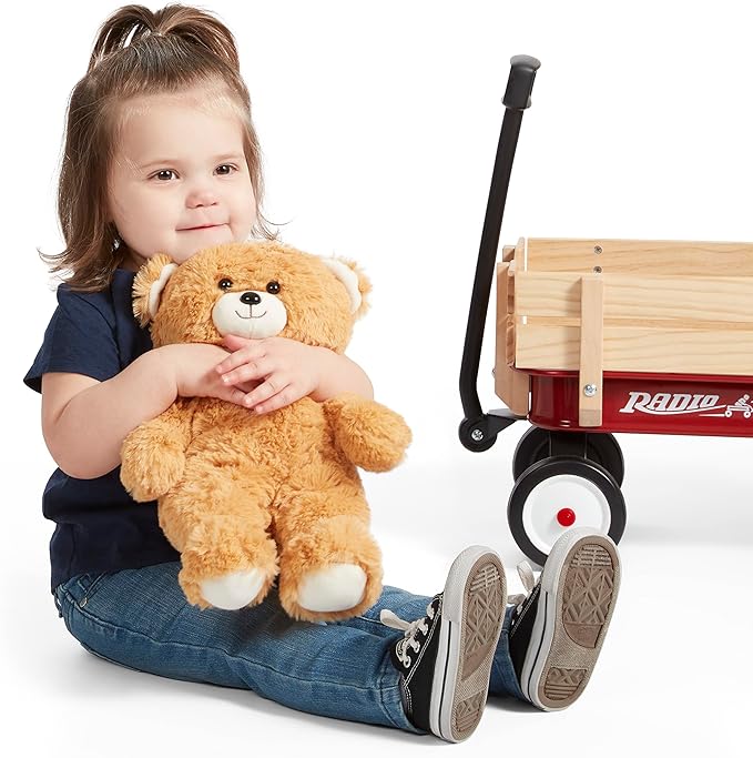 Radio Flyer 19 Inch Miniature Wagon Small Toy Rolling Cart for Ages 1.5+ Indoor Outdoor Play Baby Shower Decor Display Prop and Interactive Play with Bear