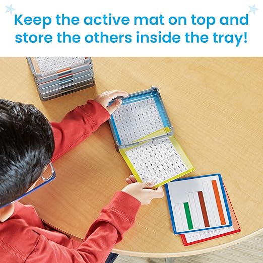 hand2mind Cuisenaire Rod Workspace Trays, Trays and Activity Mats Only, Teaching Fraction Bars, Math Manipulatives, Teacher Must Haves Elementary, Kindergarten Homeschool Supplies (Set of 6)