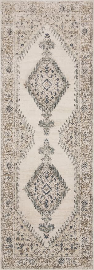 Loloi Teagan Collection TEA-02 Oatmeal/Ivory 6'-7" x 9'-2" Area Rug, Large, Soft Neutral Rug, High-Traffic for Living Room, Bedroom, Home Office, Dining Area