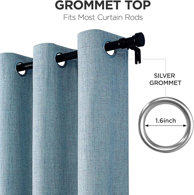 Joydeco Blackout Curtains 72 Inches Long 2 Panels Burg, Room Darkening Curtains for Bedroom, 100% Black Out Textured Thermal Drapes Privacy Protection 2 Panels Set(W52 x L72 Inch, Sky Blue)
