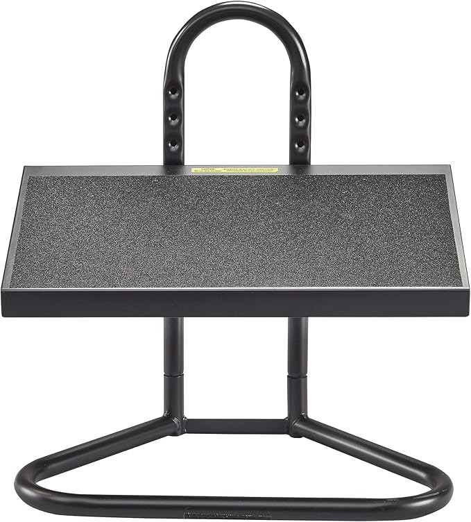 Safco Task Master Adjustable Footrest, 9 Position Textured Platform, Tubular Steel, for Home, Office & Classroom, Black