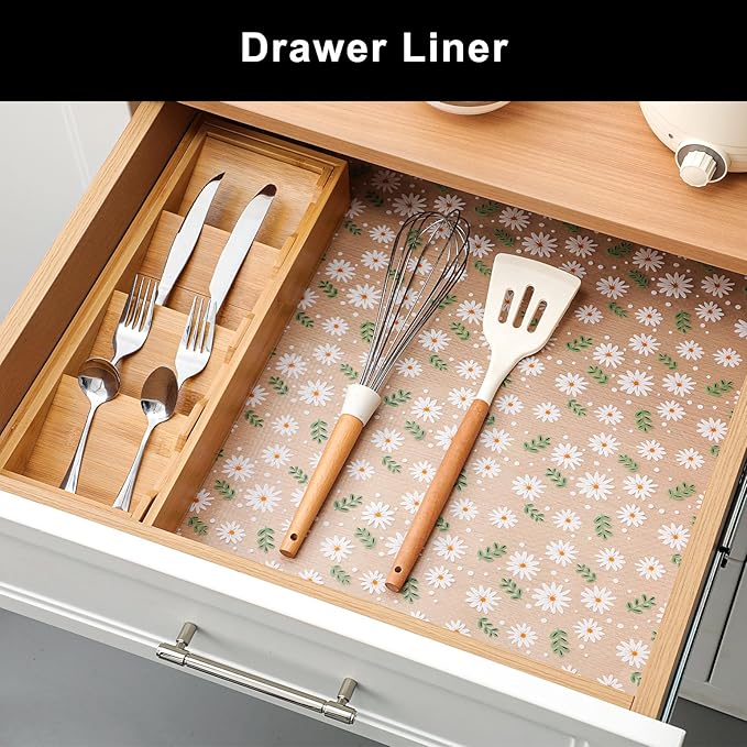 Cooyes Shelf Liner – Premium Non-Adhesive Cabinet & Drawer Liner for Kitchen – Waterproof Shelf Paper with Modern Pattern – Durable EVA Cabinet Mat – Easy to Cut (17.5" W x 78.7" L)