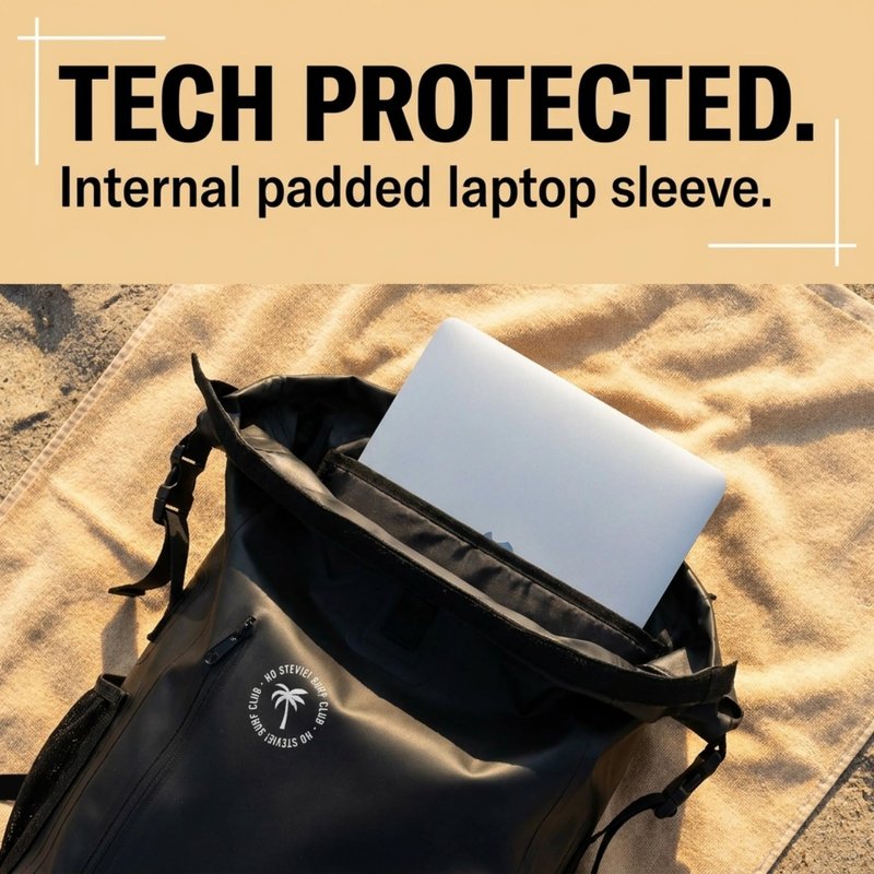 Ho Stevie! 25L Waterproof Surf Backpack - Built For Adventure - Roll Top Closure Keeps Your Gear Dry In Bag