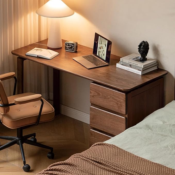 YESWOOD Home Office Desk, Gaming Desk, Mid Century Modern Computer Desk, Writing Desk with File Drawer for Study PC Desks 47.24" W