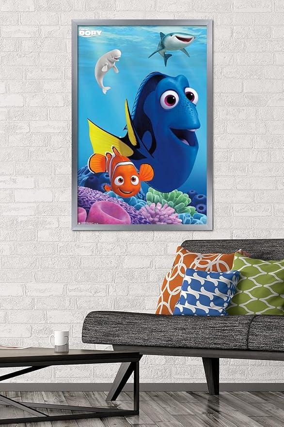 Trends International Disney Pixar Finding Dory - Dory Wall Poster, 22.375" x 34", Silver Framed Version