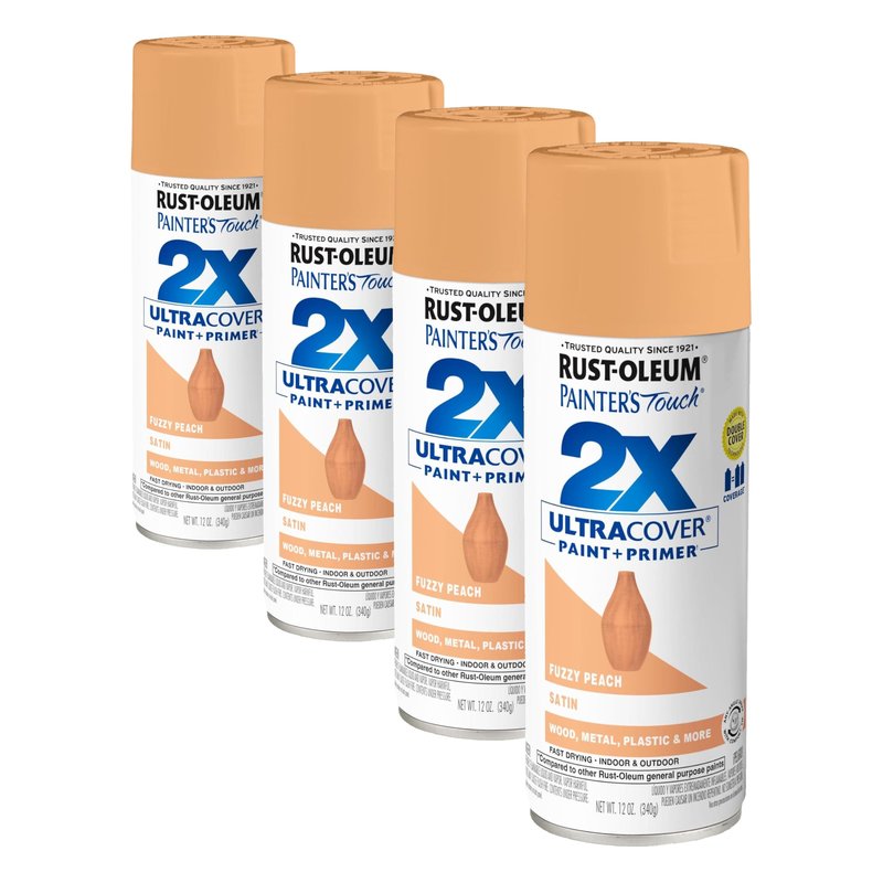 Rust-Oleum 389908- Painter's Touch 2X Ultra Cover Spray Paint, 12 oz, Fuzzy Peach (Pack of 4)