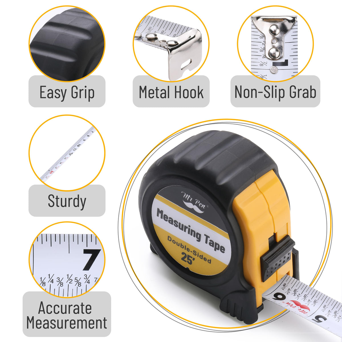 Mr. Pen- Retractable Tape Measure 25 ft, Easy Read