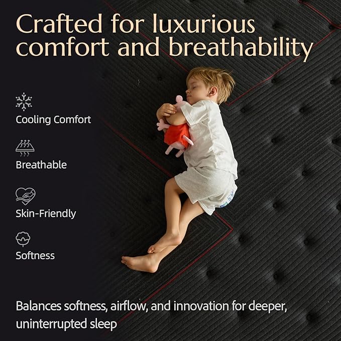 Aura Twin Mattress - 12 Inch Hybrid Mattresses Colchones Twin Size in a Box - Medium Firm Cooling Gel Memory Foam & Pocket Coils for Pressure Relief - Motion Isolation - Fiberglass-Free - Black