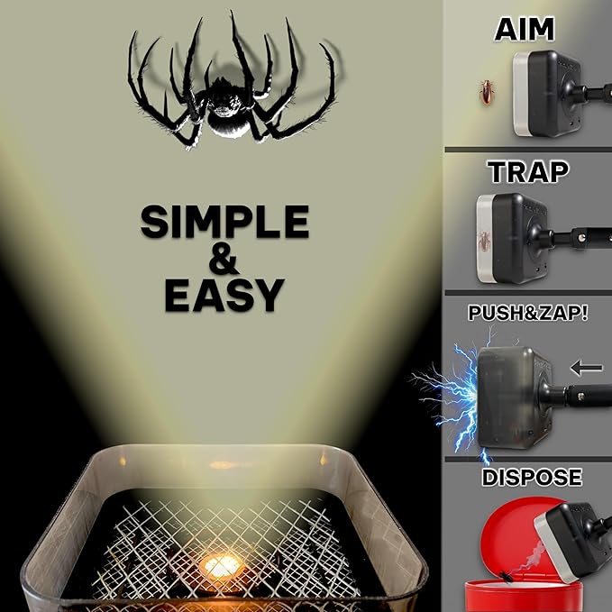 New Powerful Handheld Insect Zapper, Walls, Ceilings Indoor Spider Zapper, Cockroach Zapper, Insect Exterminator, Rechargeable