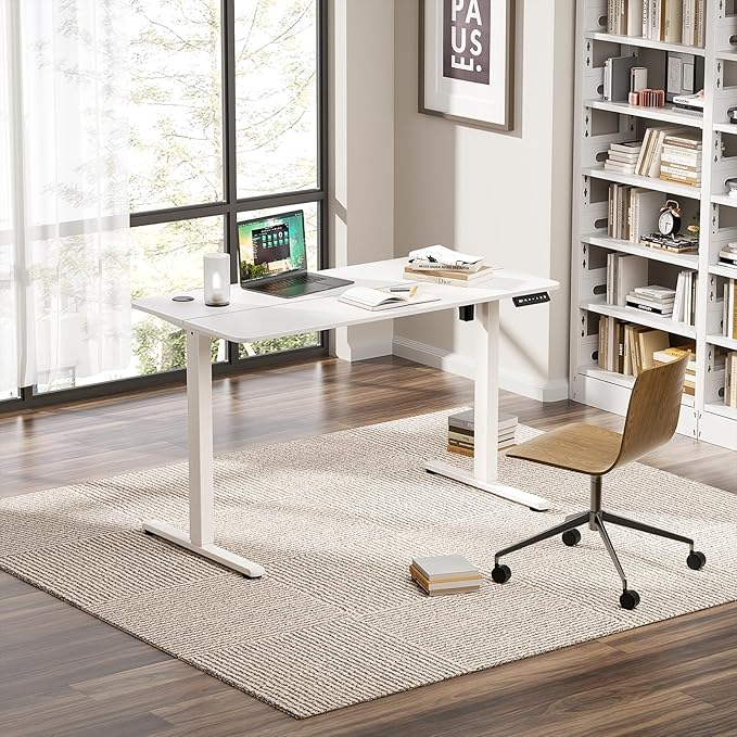 Electric Standing Desk 40 x 24 Inches, Height Adjustable Sit Stand Home Office Computer Desk with Memory Presets,White