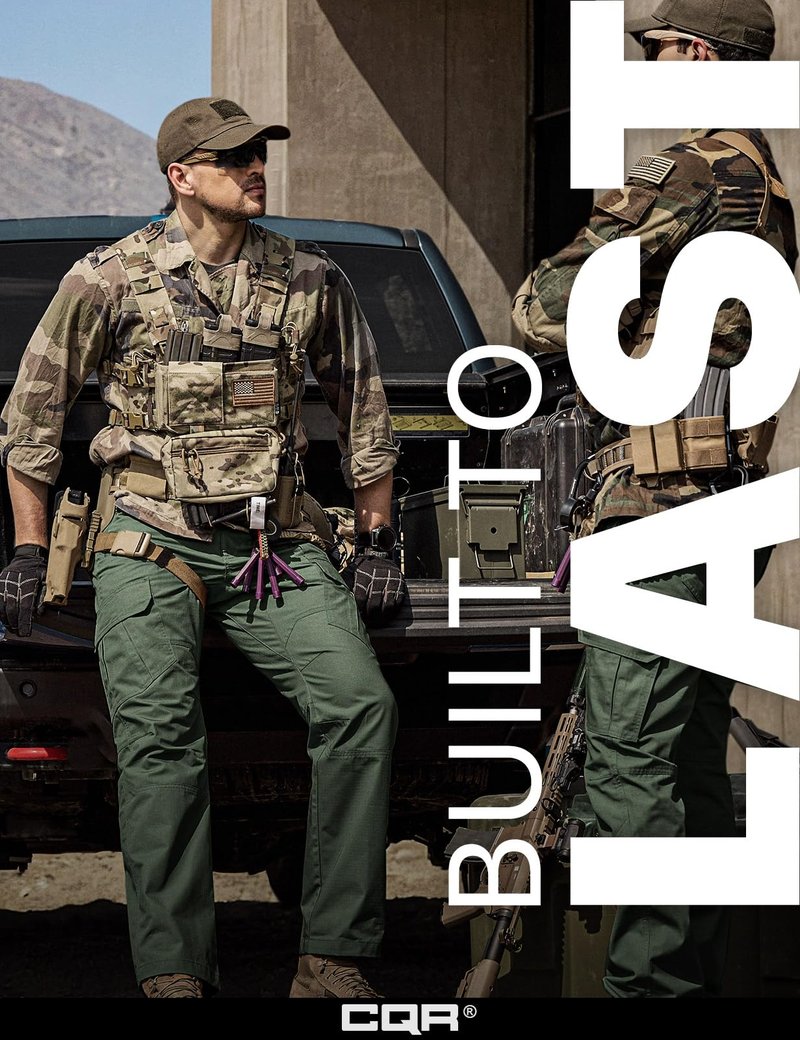 CQR Men's Tactical Pants, Water Resistant Ripstop Cargo Pants, Lightweight EDC Work Hiking Pants, Outdoor Apparel, Raider Mag Green Kelp, 42W x 32L