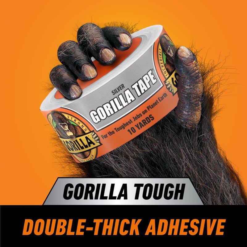 Gorilla Duct Tape, 1.88 in x 10 yd, Silver (Pack of 1) - Utility, Triple Layer Strength, Indoor & Outdoor, Weather Resistant Shell