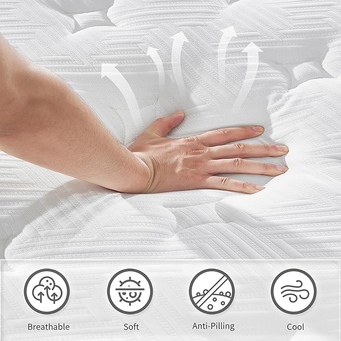 12 Inch Memory Foam Mattress,King Size Plush Hybrid Mattress,7-Zone Memory Foam & Pocket Spring,Edge Support & Motion Isolating,Pressure Relief, Certified Foams Fabric,Bed in a Box,Echelon Dream