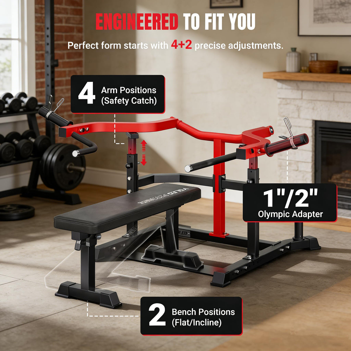 YOLEO Chest Press Machine, 1100LBS Bench Press Machine with Separate Press Station & Adjustable Weight Bench, Independent Converging Arms
