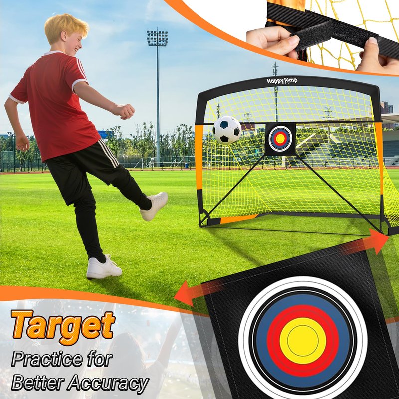 Happy Jump Soccer Goal Soccer Net for Kids Backyard 5x3.6ft, 2 Set