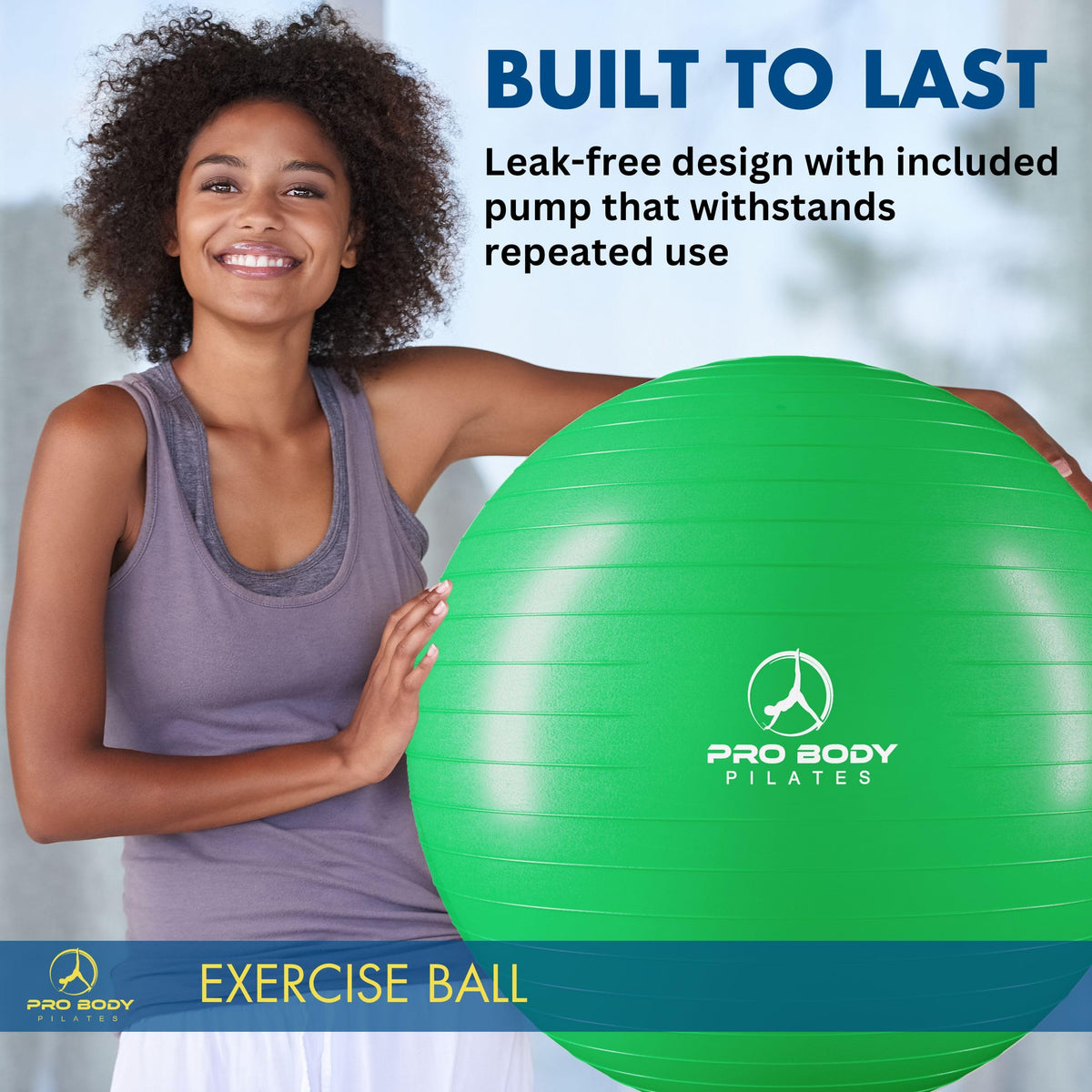 ProBody Pilates Yoga Ball - Gym Grade Exercise Ball (Green, 65 cm)