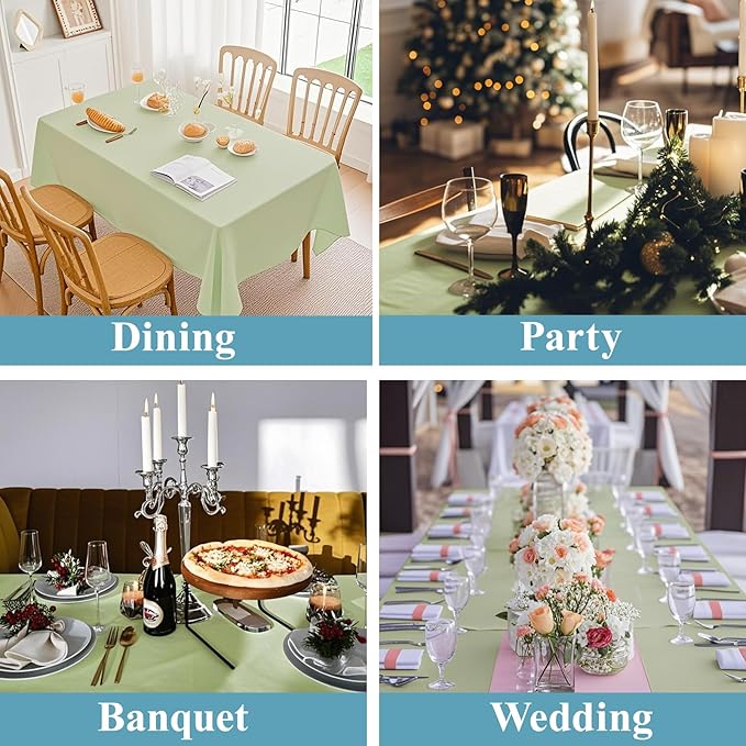 VidaFete 1 Pack Tablecloth 60 * 84inch Rectangle Table Cloth Polyester, Stain Wrinkle Resistant Polyester Dining Table Cover for Kitchen Dinning Party Wedding Tabletop Buffet Decoration(Sagegreen)
