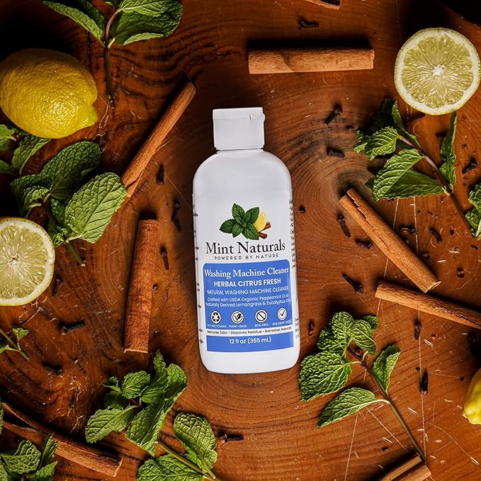 Natural Washing Machine Cleaner Liquid – Formula That Helps Remove Odor & Residue in Front & Top Load Washers, 12 oz – Made in USA