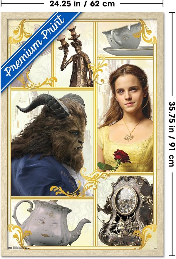 Trends International Disney Beauty And The Beast - Group Wall Poster, 34L x 22.4W, Blonde Framed Version