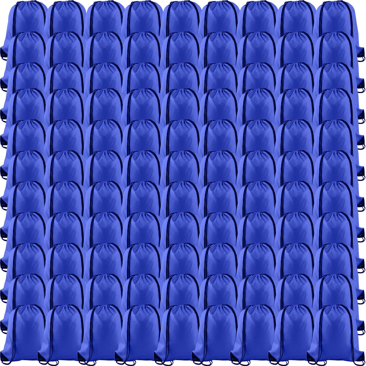KUUQA 100Pcs Blue Drawstring Backpack Bag Sack Drawstring Bags Bulk String Bags Storage Bags for Sport Gym Traveling