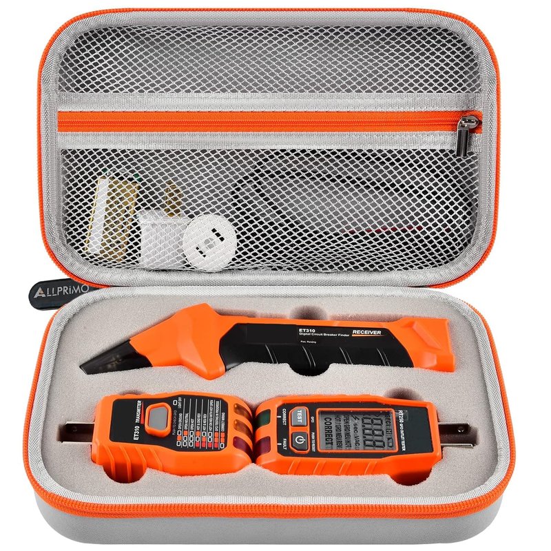 Case Compatible with Klein Tools ET310 AC Circuit Breaker Finder & 80016 Outlet Repair Tool Kit & RT250 GFCI Receptacle Tester. Electrical Storage Organizer Holder Bag (Box Only)-Grey