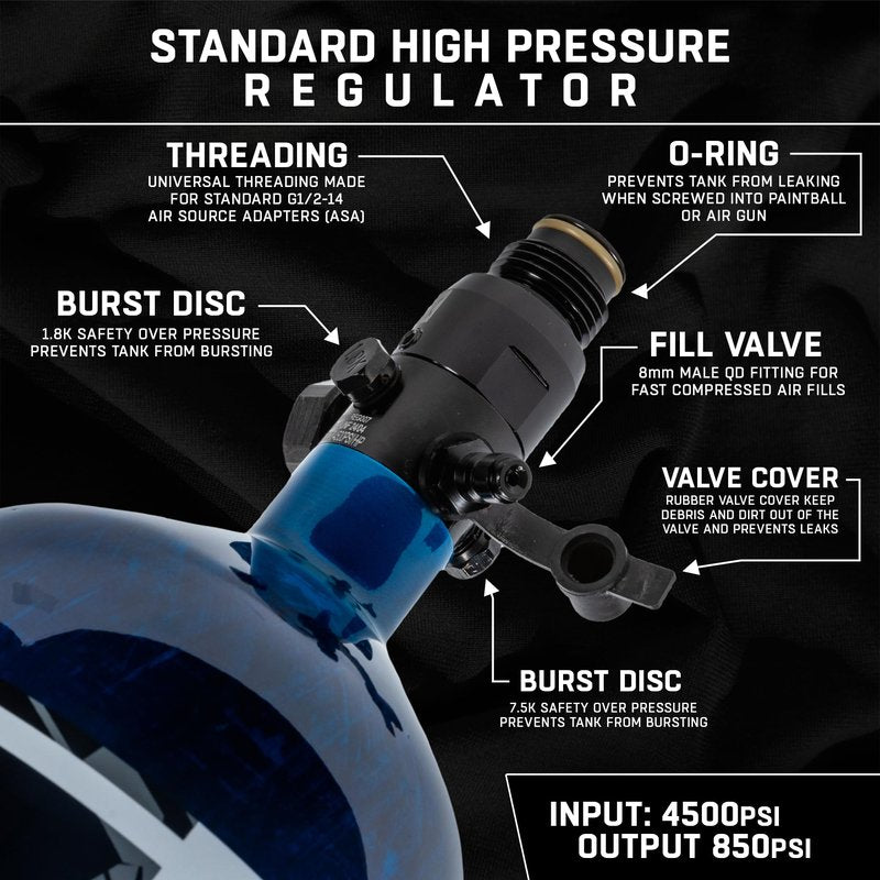 HK Army Aerolite Aerolite Air System - 48ci/4500psi Lightweight Carbon Fiber Tank with 800psi Regulator for Paintball & Airsoft Gear - Blue