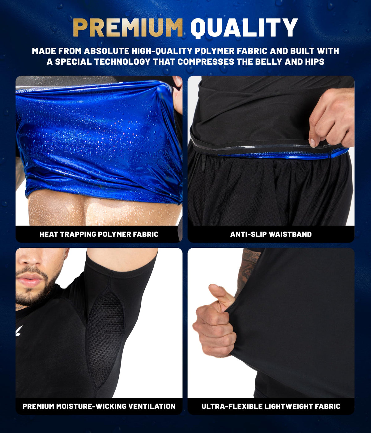Kewlioo 3 Pack Sauna Shirt for Men - Original Heat Trapping Sweat Vest, Sauna Suit For Men, Compression Workout Sweat Suit for Gym, Workouts