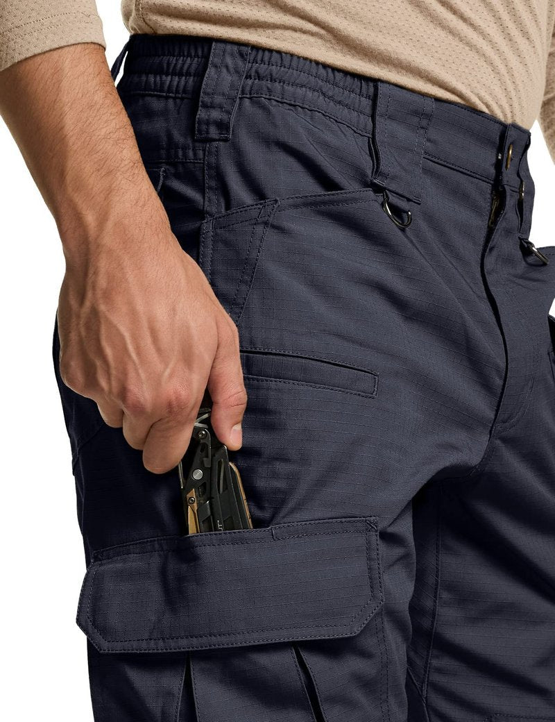 CQR Men's Tactical Pants, Water Resistant Ripstop Cargo Pants, Lightweight EDC Work Hiking Pants, Outdoor Apparel, Duratex Mag Pocket Police Navy, 44W x 32L