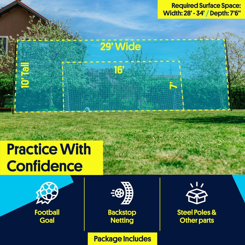 Open Goaaal 3-in-1 Soccer Goal Trainer - Large White - Practice Targets & Soccer Training Equipment - Backstop Net for Backyard - Quick Setup Goal Net & Football Accessories