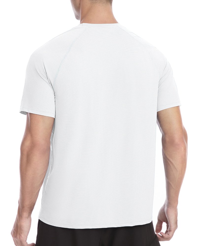 Roadbox Men's Rash Guard Short Slevee, UPF 50+ UV Sun Protection Water T-Shirts, Quick Dry Swim Shirts for Surf Beach Fishing (Large) White