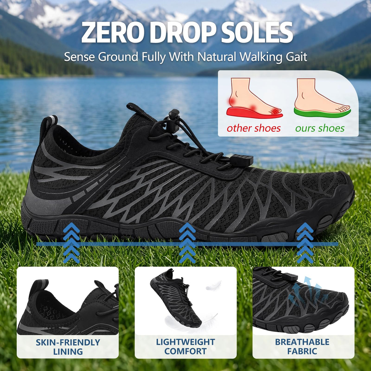 ELETON Barefoot Shoes Women Men Hiking Water Shoes Wide Toe Box Zero Drop