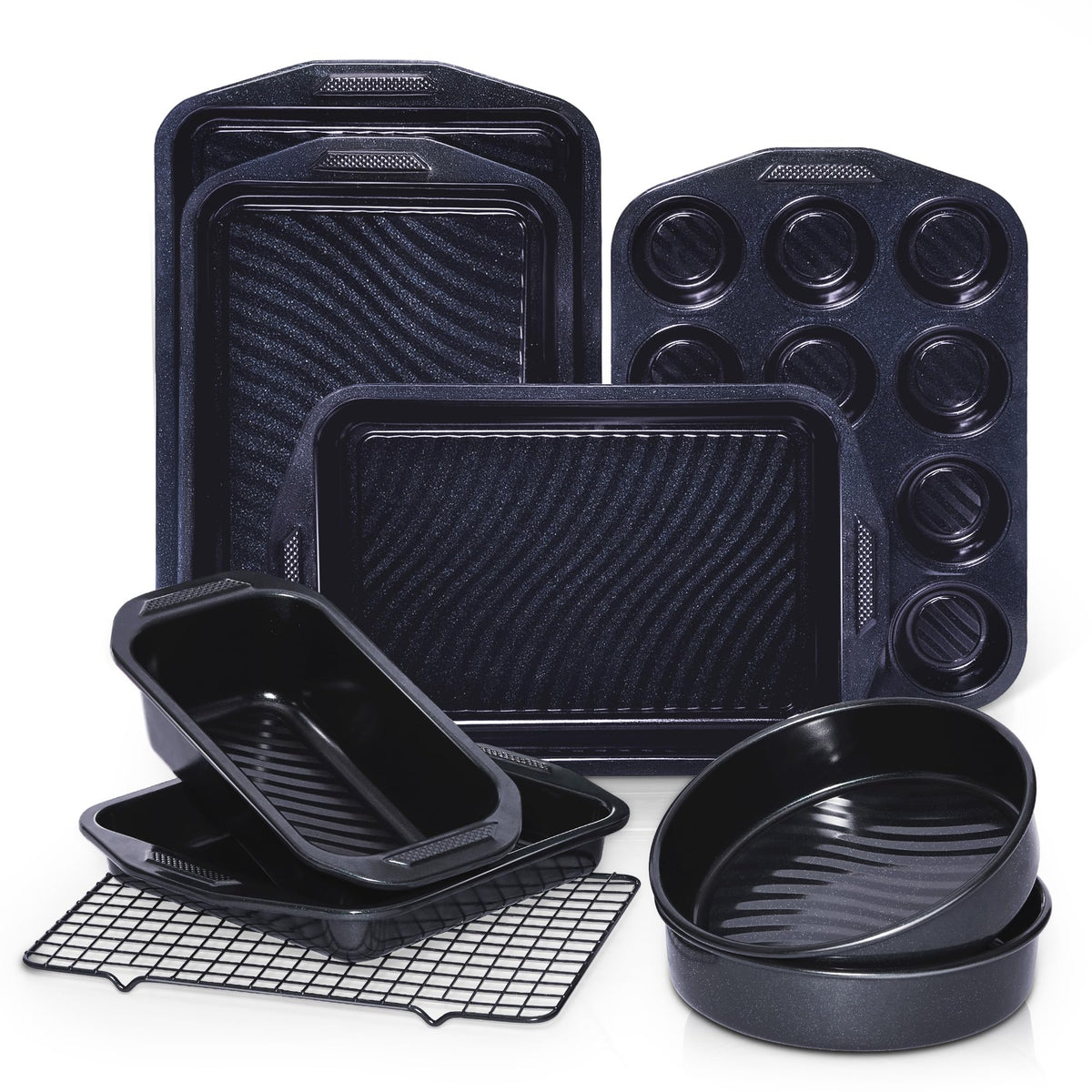 9-Piece Nonstick Bakeware Set, Non-Toxic Baking Pans Set, Gold