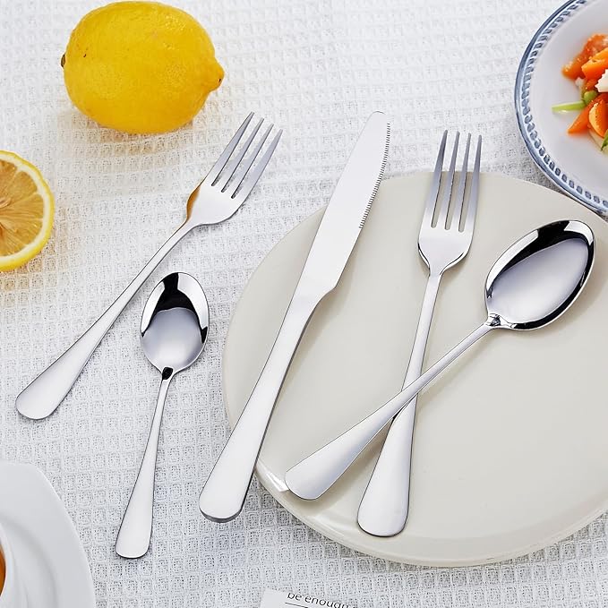 Distfeat 36-Piece Teas Spoons Set (5.6 inch), Stainless Steel Spoons Silverware, Dessert Spoons, Coffee Spoons,Table Spoon Use for Home, Kitchen and Restaurant - Mirror Polished, Dishwasher Safe