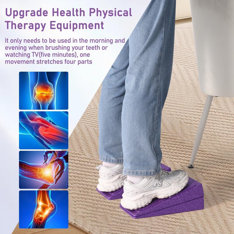 Slant Board Squat Wedge for Calf Stretching，3 Pcs 12" x 6.3" Foot Stretcher Balance Board for Plantar Fasciitis, Adjustable Foam Slant Board Wedge Great for Exercises (Purple)