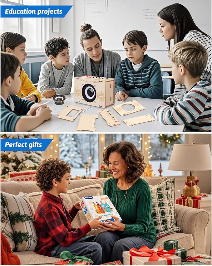 Poraxy Science Kits for Kids Age 8-12 12-14, STEM Kits 8-10, Build Your Own FM Radio Kit, Electronic DIY Experiment Engineering Building Project, Toys Gifts for Teen Boys Girls 9 11 13 15 16+