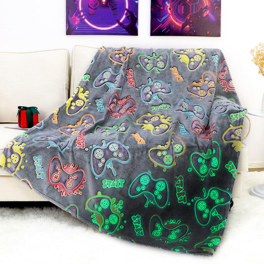 Gamer Gifts Toys for Teen Boys Girls - Glow in The Dark Blanket 2 4 6 8 10 12 13 Year Old Boy Gifts Gaming Controller for Kids Son Boyfriend Men Birthday Christmas 50"x60"