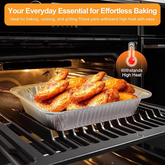 Notwoe® 40pc Disposable Aluminum Pans With Lids, 9x13 (20pc) And 8.2x5.7 Rectangle (20pc) Combo Set, Disposable Baking and Cake Pan. (40)