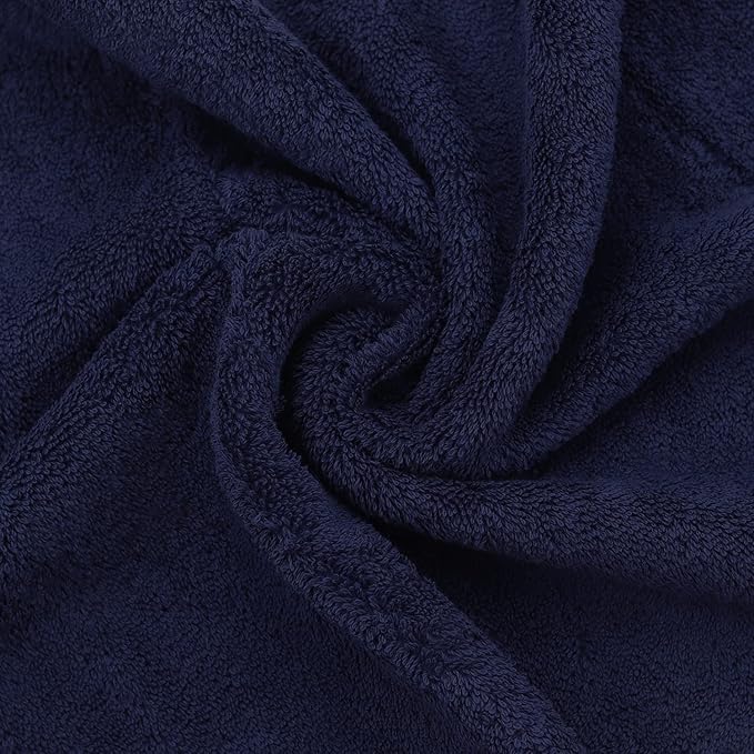 Luxury Hotel & Spa Collection, Quick Dry 100% Turkish Cotton 700 GSM, Eco Friendly Towel, for Bathroom, Gymand Kitchen Dobby Border Soft Hand Towel Set 16 X 30, Navy Blue, Hand Towels - Set of 6