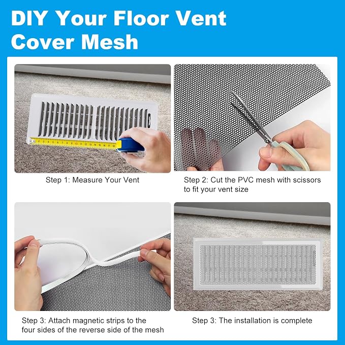 4 PCS DIY White Magnetic Vent Covers – 13.8" x 11.8" Customizable Air Register