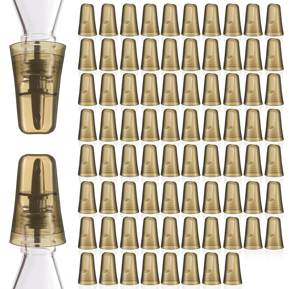 Chengu 24 Pieces Liquor Bottle Covers Pour Spout Covers Bar Toppers for Bottles Universal Pour Dispenser Dust Translucent Silicone Rubber Spout Caps for Bar Home Kitchen Tools Supplies (Black)