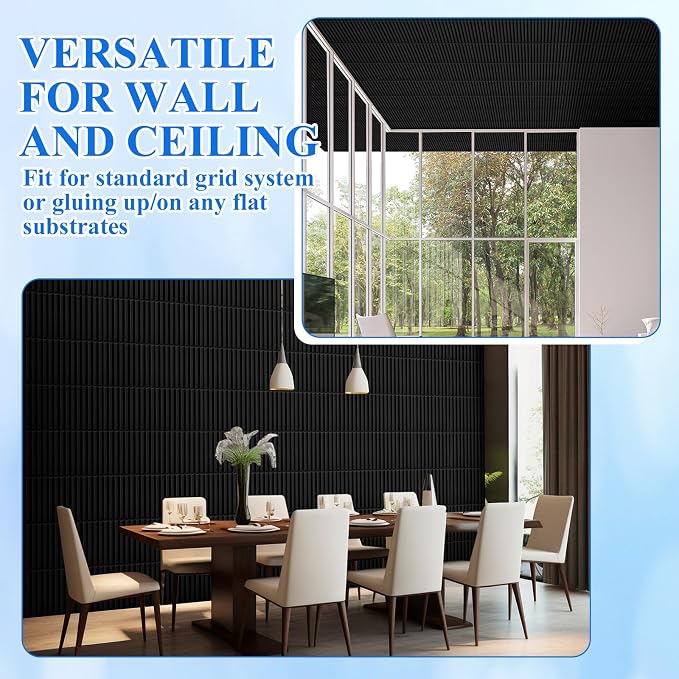 Nuanchu 90 Pcs 3D Slat Wall Panels, Paintable Waterproof Textured Tiles