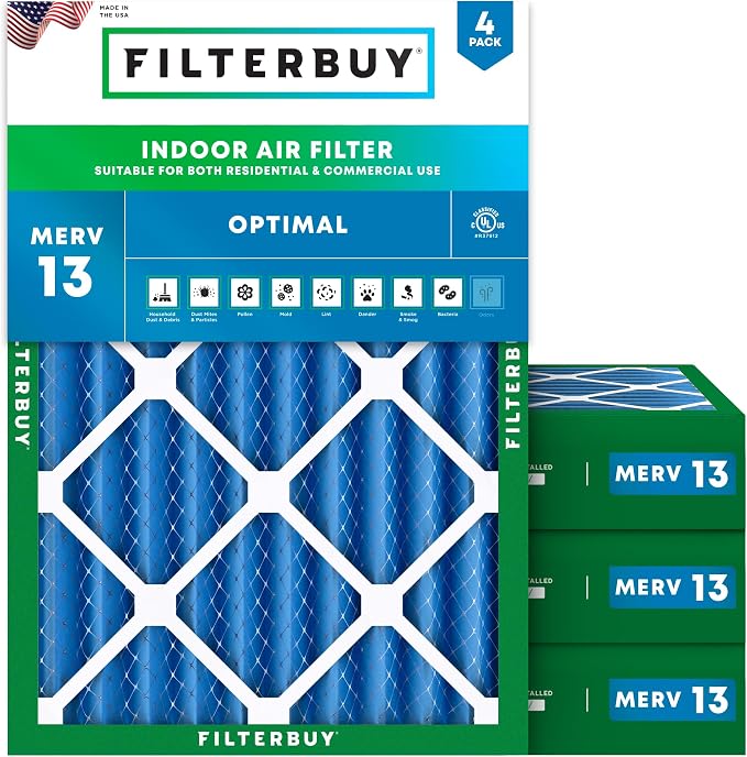 Filterbuy 18x24x4 Air Filter MERV 13 Optimal Smoke & Allergy Defense,