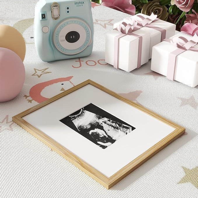 Axeman 11x14 Signature Picture Frame - Solid Oak Wood 11x14 Picture Frame With Mat to 5x7, Graduation Wedding Birthday Guest Book Party Signing, Hanging Hardware Included, Natural