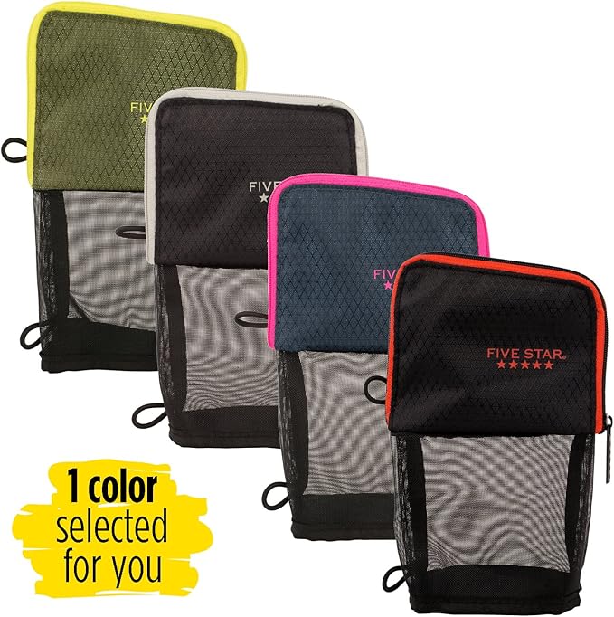 Five Star Stand 'N Store Pencil Pouch, Fits 3-Ring Binder, Pencil Case, Assorted Colors, Color Will Vary, 1 Count (50516) (Pack of 3)